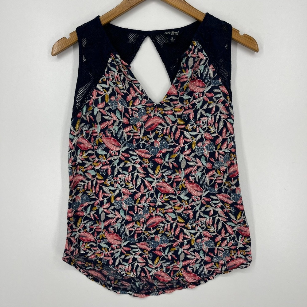 Lucky Brand Blouse Women's Size S Multicolor Floral Print Sleeveless Top